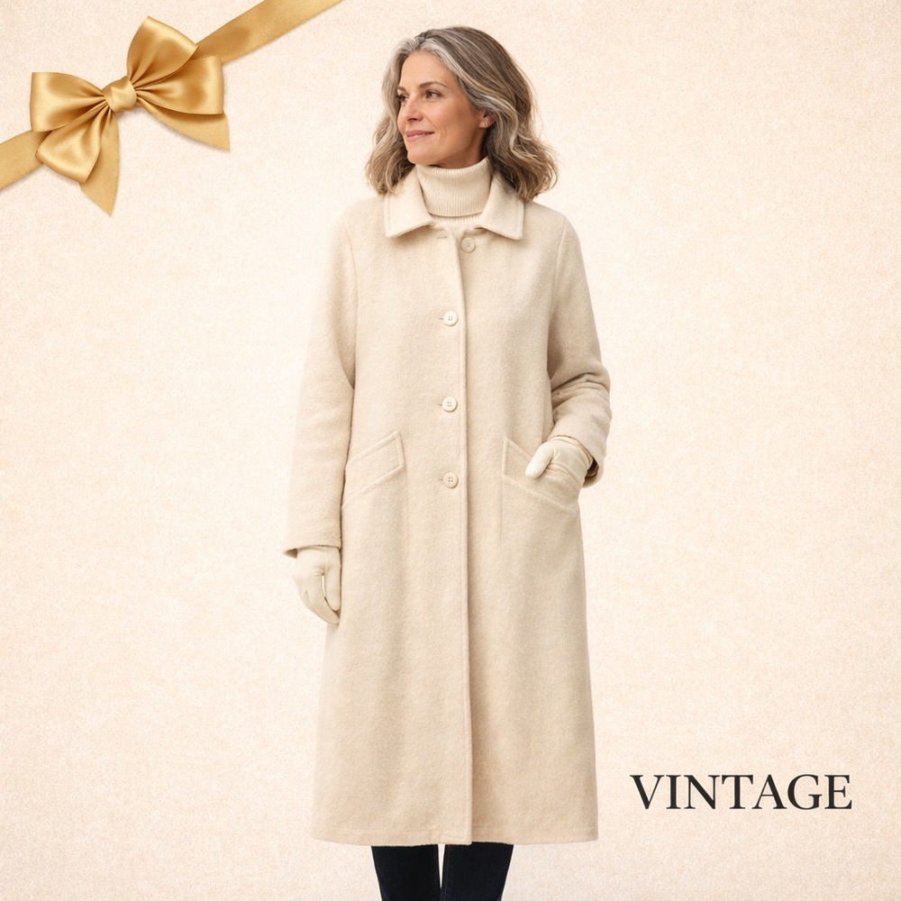 Vintage Alorna Forstmann Wool Blend Coat – Petite Cream Ivory USA Made Small